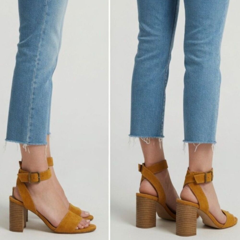 Madewell Claudia Tan Suede Block Heel Sandals Size 8